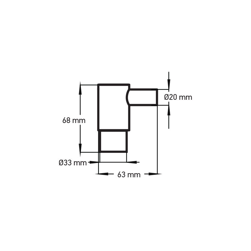 Elbow – 33 Spigot × 20 SB 90°